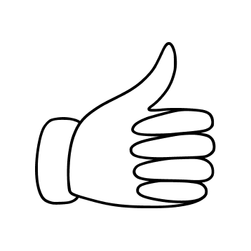 Icon von schwarzer Hand die den Daumen nach oben streckt