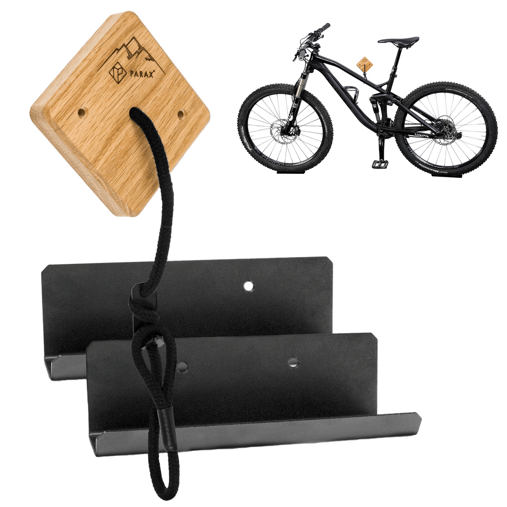 Fahrrad Wandhalterung aus Holz und Stahl